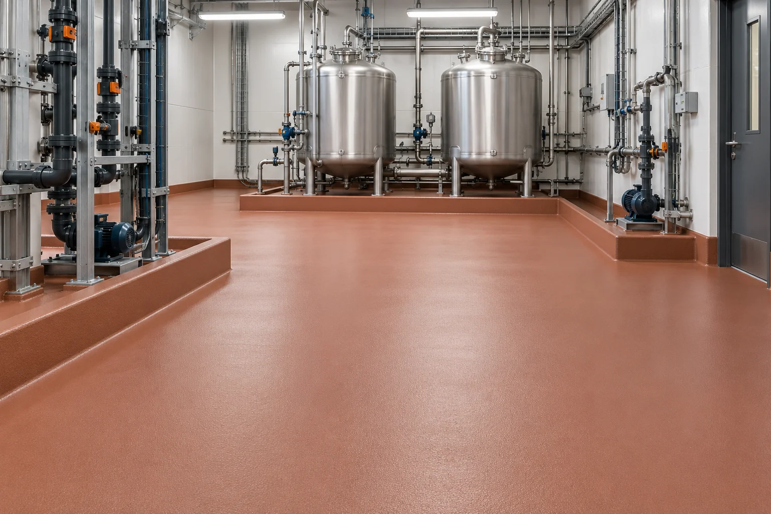 Illustrative chemical-resistant flooring application