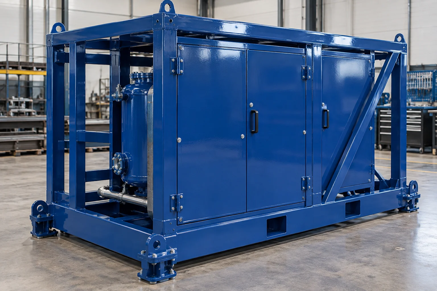 Polyurethane-finished steel fabrication — AI illustration
