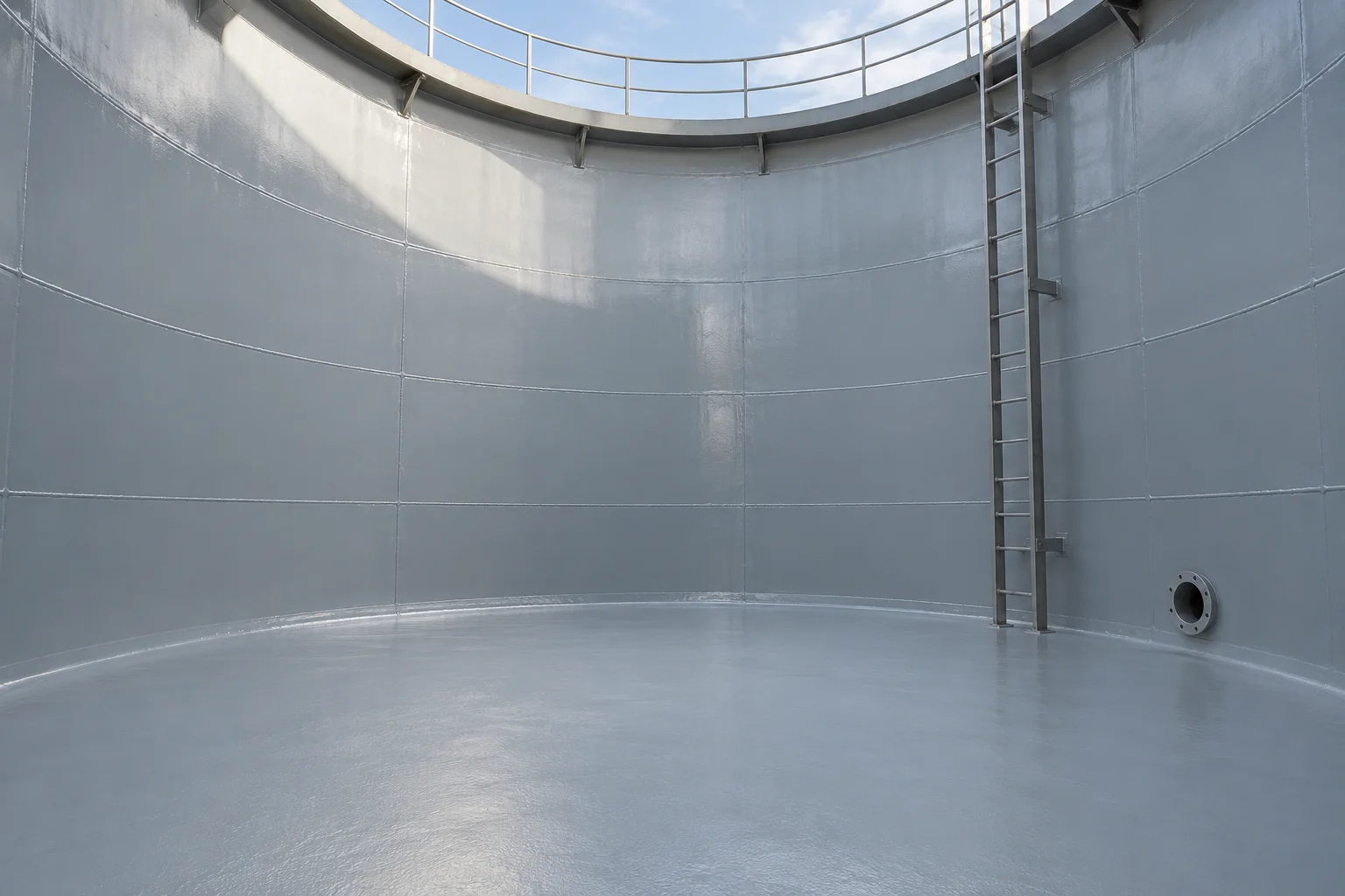 Chemical-resistant tank interior lining — AI illustration